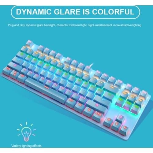 Waterproof Ergonomic USB2.0 87 Keys Desk Wired Keyboard Computer Accessories