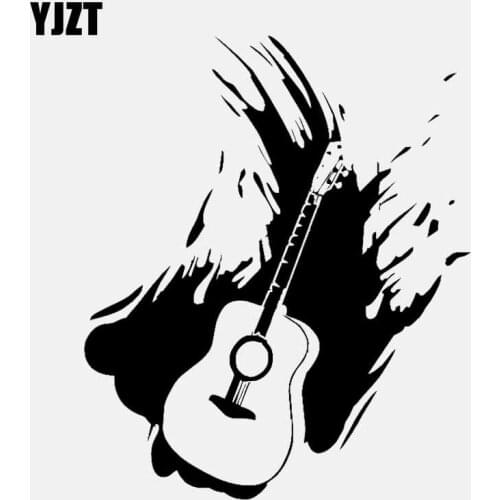YJZT 12.8CM*15.3CM Personality Rock Music Guitar Vinyl Black/Silver Car Sticker C22-0702