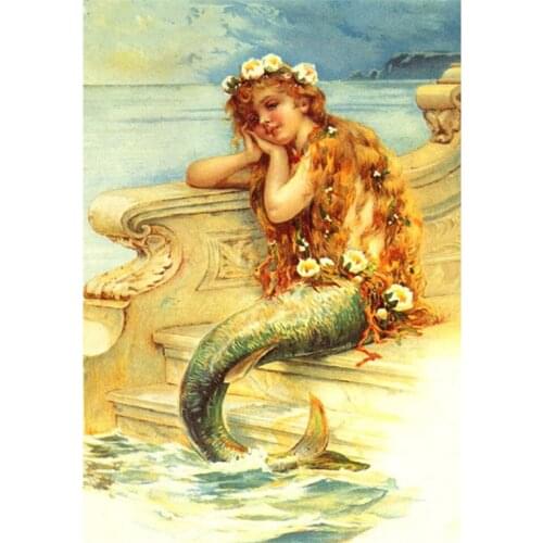 Yujohom Diy Diamond Painting Fantasy Mermaid Angel Cros Stitch Diamond Embroidery 5D Decoration Full Square Drill Handmade Decor