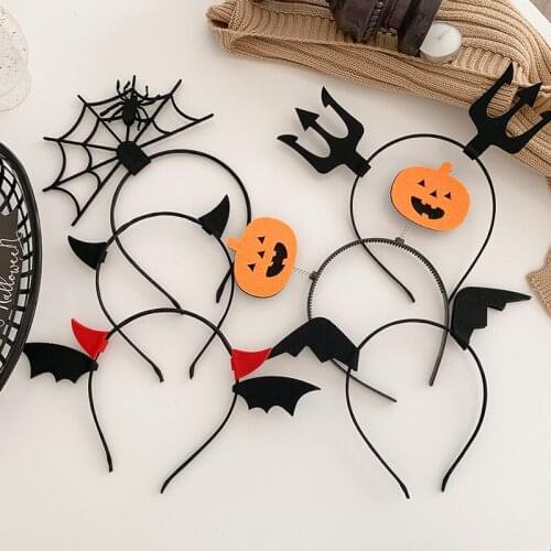 Halloween Funny Pumpkin Headdress Bat Wings Headband Demon Horn Hairpin Dark Spoof Headband Hair Accessories Baby Accessories