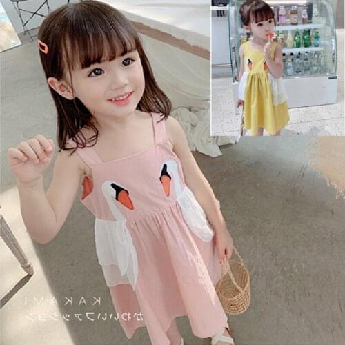 2 3 4 5 6 Years Toddler Girl Dress Fashion Swan Sleeveless Princess Dress Kids Clothes 2020 Summer Baby Girl Dresses New Arrival