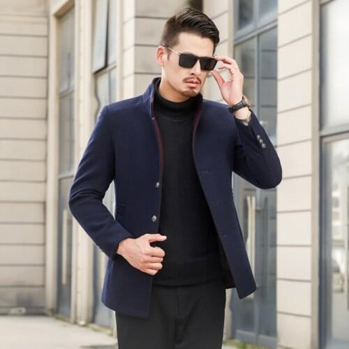 Winter 4XL Mens Casual Wool Coat Fashion Business Long Thicken Slim Woolen Overcoat Jacket Male Peacoat Brand Clothes