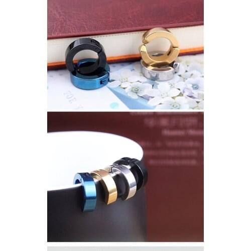 STENYA 1pair Stud Earrings Titanium Steel clip on no need ear piercing Fashion Style Mens Round Jewelry Brincos