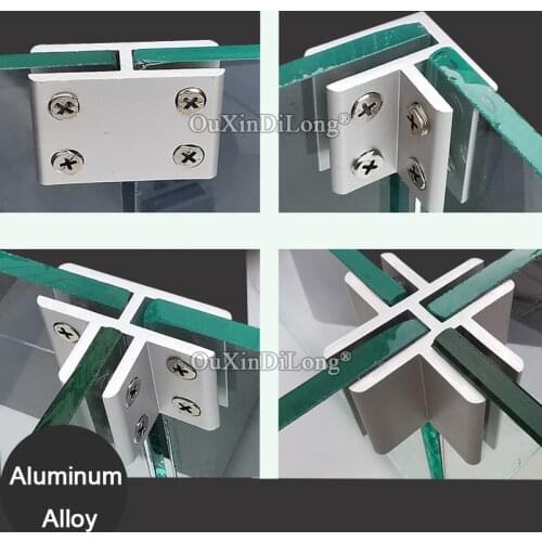 20PCS 90Degrees L Style Aluminum Glass Clamps Double Sides Glass Board Shelves Support Bracket Clips for 2-20mm Board