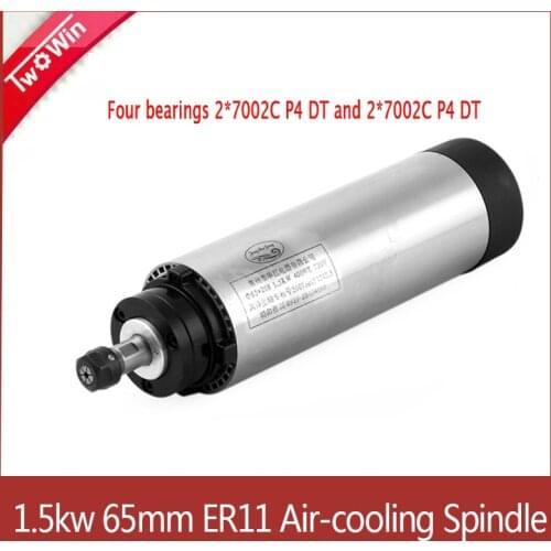 1.5KW CNC Spindle 65MM ER11 24000rpm Air-cooled Spindle Motor AC Milling Spindle for CNC Router Engraver Frequency Converters