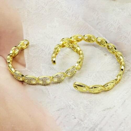 3 Pcs New design Zircon Pig nose style Bangle Gold color zircon Jewelry charms Bracelet Gold color Women bangle 51408