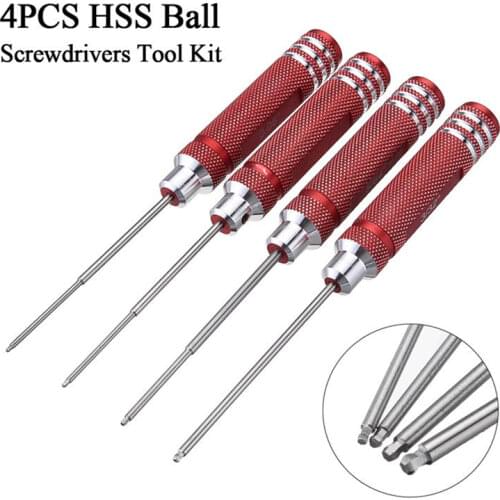 4pcs HSS Ball Screwdrivers Tool Kit 0.05 1/16 3/32 5/64 Inch Screwdriver Repair Tool For Models Of Cars, Helicopters, Planes