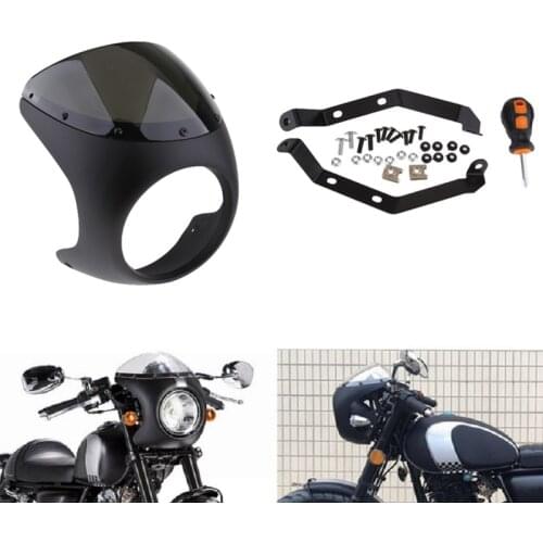 7' Motorcycle Headlight Retro Cafe Racer Fairing Windshield Windscreen phare va couvrir Cubierta faro carenado