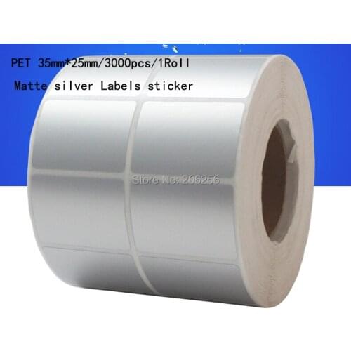 AIBIER 35x25mm 3000pcs/1Roll Waterproof paper Thermal transfer blank PET barcode Labels PET adhesive printed label sticker