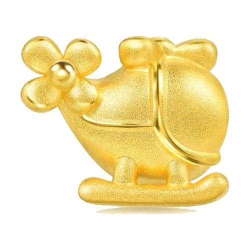 Pure 24K Yellow Gold Bracelet Women 999 Gold 3D Hard Gold Airplane Bracelet