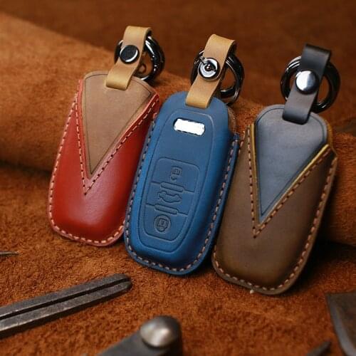 Handmade Genuine Leather Car Key Case Cover for Audi A1 A3 A4 A5 Q7 A6 C5 C6 A4 A6 A3 Q5 Q3 Q7 Q8 A7 A8