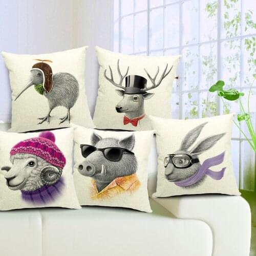 Pig pillow cover creative cartoon animal rabbit deer sheep pig Cuspirostrisornis throw pillow case pillowcase wholesale