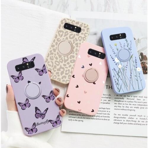 For Samsung Galaxy Note 10 9 8 Case Magnetic Ring Holder Fundas For Samsung GalaxyNote10 GalaxyNote9 GalaxyNote8 Flower TPU Etui