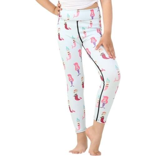 Kids Cute Small Mermaid Print Sports Pants S To XL Primary School Girls Gym Yoga Dance Leggings