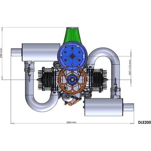 DLE200 200cc Two-Stroke Enhanced Engine Fixed-Wing Airplane Power Parachute Plane 200cc Engine For Rc Airplane Rc Planes Parts