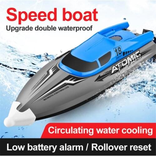 1 Set 2 Colors Childrens Fun 2.4G High-speed Remote Control Boat Overturning Reset Speed Boat Water Game Boat Toy For Kids Gift