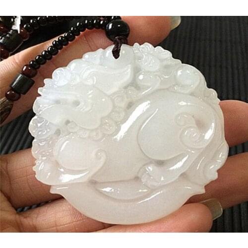 Natural Afghanistan White Stone Pendant Necklace Exquisite Double PIXIU Pendant Animal Gift For Mens Lucky Jades jewelry