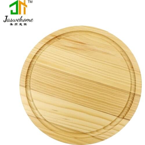 Jaswehome pine wood round cutting board cheese boards solid wood chopping block chopping board with juice groove