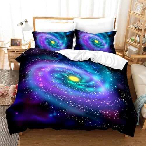 Outer Space Bedding Set 3D Universe Printing Duvet Cover For Bedroom 2/3 Piece Single Double Queen King Galaxy Bed Cover Set