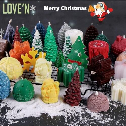 LOVE'N wholesale LV013C Resin Charms candle mold silicone rubber wax christmas tree silicone mold for party