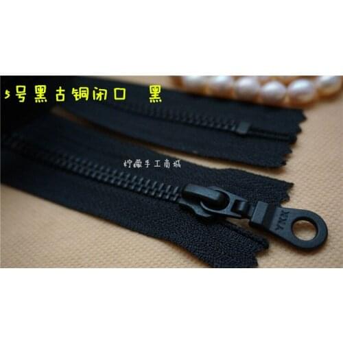 YKK5 metal black bronze closed zipper black 15-50cm - garment pocket