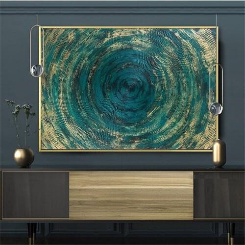 Mintura Wall Picture for Living Room Oil Paintings on Canvas Hand Painted Green and Gold Picture Office Decor Wall Art No Frame