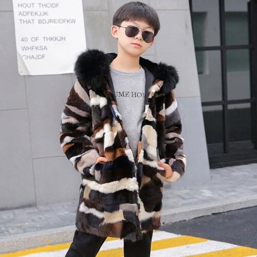2021 New Fashion Trend Mink Fur Coat Boys And Girls Korean Children In The Long Section Hit Color Fur Coat