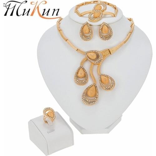 2021 MUKUN New Fashion Jewelry Dubai Women Gold Necklace Bracelet Earrings Ring Wedding Bridal Fashion Accessories Girls Gifts