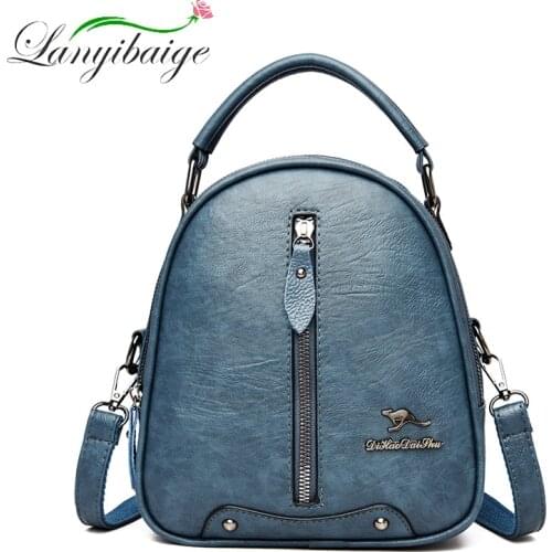 2020 New Women Leather Backpacks Female Shoulder Bags Ladies Bagpacks Vintage School Bags For Girls Travel Backpacks Sac A Dos