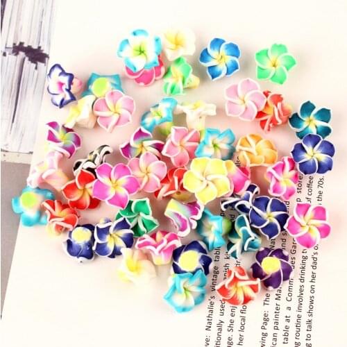 New Arrival Assorted Colors Polymer Clay Flower Beads DIY Jewelry Accessory Material Ornament Hair Jewelry Bows 14mm 20pcs