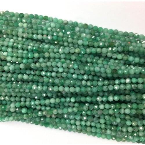 Wholesale Natural Genuine Green Emerald Faceted RoundLoose Small Beads 16"