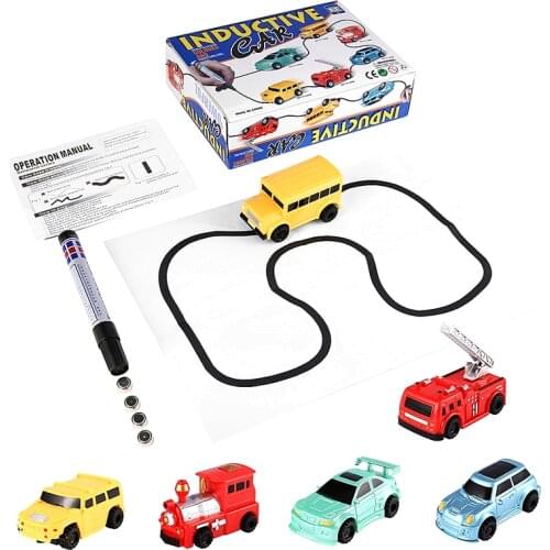 Enlighten Magic Pen Draw toy railroad Inductive Trains Childrens RC Train Tank Toy Car Draw Lines Induction Rail Track Car Kids