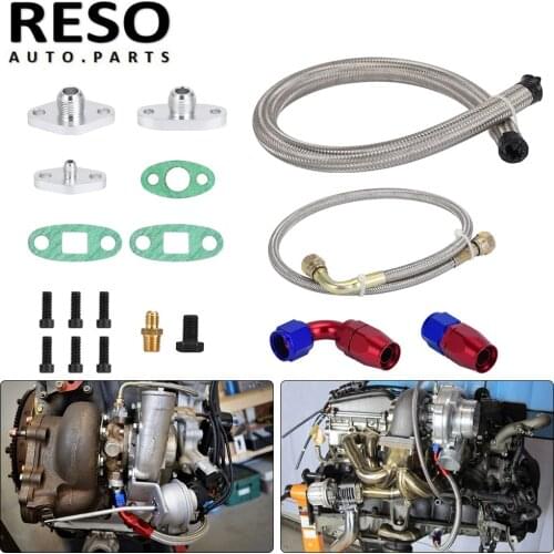 RESO--Turbocharger Oil Feed Drain Return Line Kit 4AN 10AN For Toyota Supra 1JZ/2JZ 1JZGTE 2JZGTE