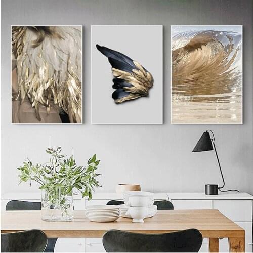 Modern Nordic Abstract Art Golden Feather Print Canvas Painting Picture Aisle Home Wall Art Decoration Can Be Customized