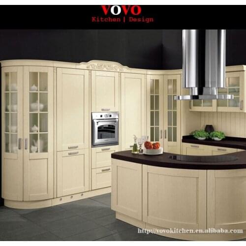 Modern solid wood kitchen cabinet with round island