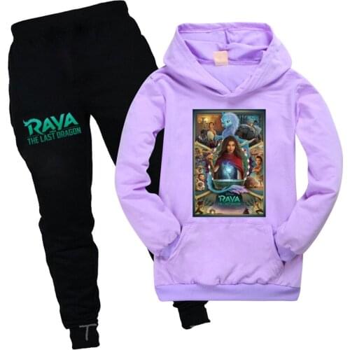 New Girls Raya and The Last Dragon Clothing Sets Children Boys Tracksuits Kids Sport Suits pocket Hoodies Top +Pants 2pcs Set