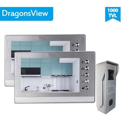 Dragonsview 7 inch Color Video Door Phone Doorbell Intercom System 1 Monitor 1 Doorbell And 2 Monitors and 1 Doorbell