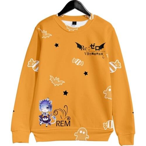 2020 Re:Life in a different world from zero 3D Print Sweatshirt Harajuku Outwear High Quality Round Collar Autumn Pullover