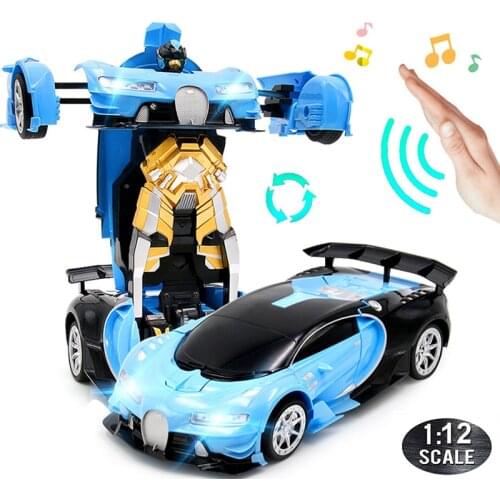 1:12 RC Car Toy 38 cm 2.4Ghz Induction Transformation Robot Electric LED Music Deformation Remote Control Cars Toys for Kids A04