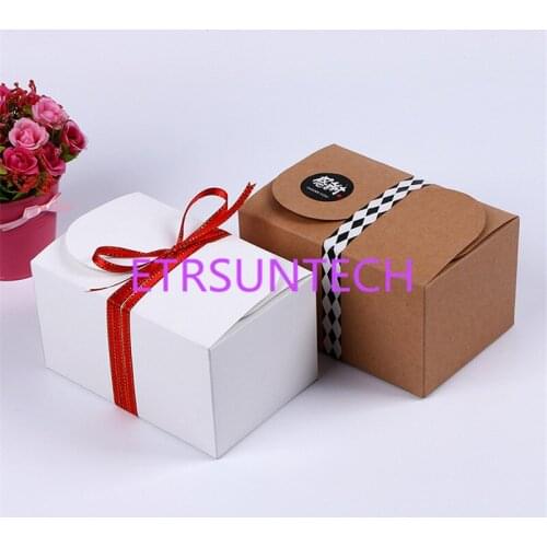 100pcs/lot White/Black/Brown Kraft Paper Boxes Baking Food Carton Box Cookies Gift Boxes Mooncake Chocolate Packaging