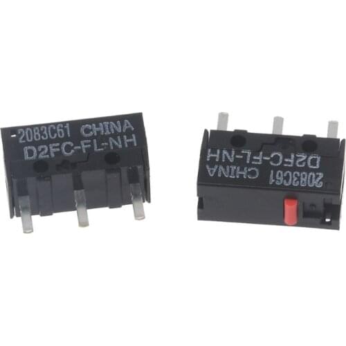 2Pcs Original D2FC-FL-NH Red Dot Classic Mouse Micro Switch 10 Million Times lifetime Universal with 7N 10m 20M OF