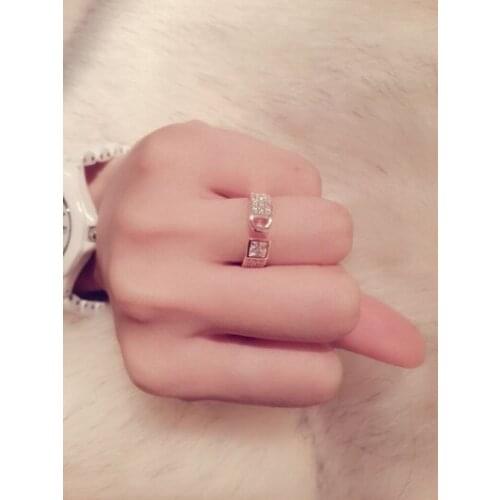 2017 burst best-selling fashion trend letter zircon gold ring gold color &open ring for women jewelry