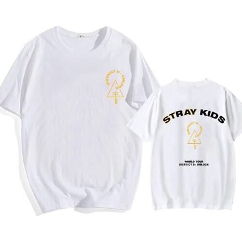 2020 Stray Kids Shirt District 9 Unlock Concert Fashion T-shirt Cool Fans Short Sleeve Tops Unisex