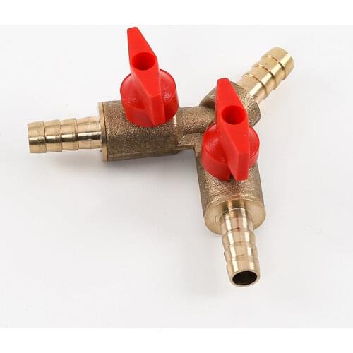 8mm 10mm Hose Barb Brass 3 Way Brass Shut Off Ball Valve Y Shape Pipe Fitting Connector Adapter For Water Gas Fuel Oil