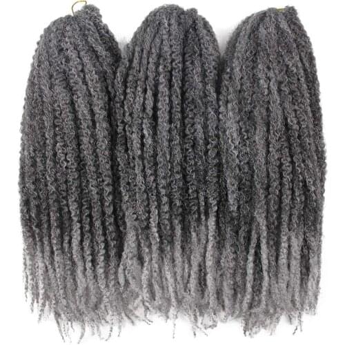 Afro Kinky Twist Crochet Hair Braids Marley Braid Hair 18Inches Senegalese Curly Crochet Synthetic Braiding Hair Ombre Grey