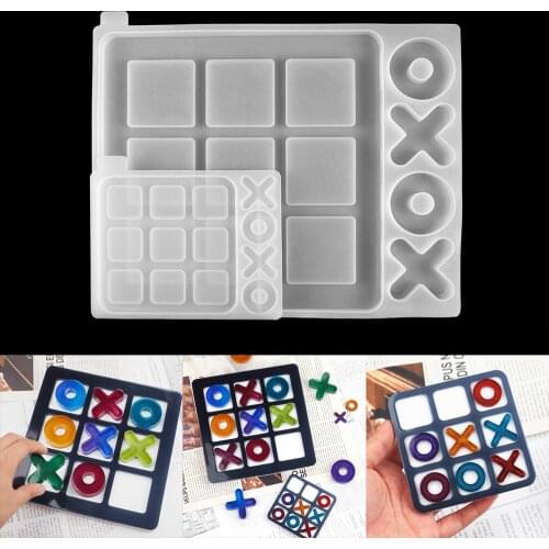 Large OX Chess Game Mirror Silicone Casting Mold Tic-Tac-Toe Mould for DIY Resin UV Epoxy Jewelry Tools Craft Handmade Making
