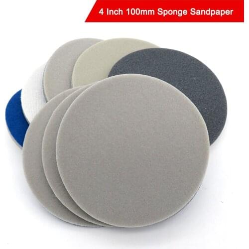 4 Inch 100mm Sponge Sandpaper Disc 300-3000 Grit Hook And Loop Flocking Sandpaper For Polishing & Grinding