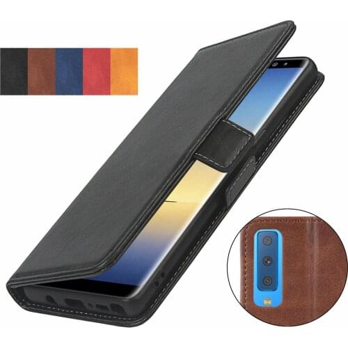 Pu leather Fitted Case for Samsung Galaxy A7 2018 A750F A750FN A750G Wallet Cover Short-buckle Flip phone bag case GG