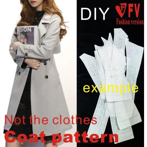 Clothes pattern womens lapel double-breasted coat coat pattern 1:1 cutting design drawing BFY-159
