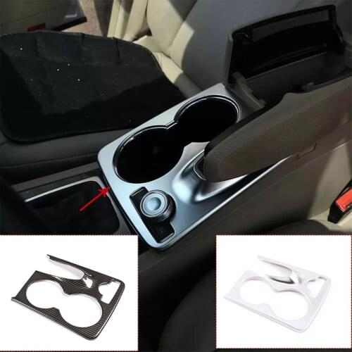 For Mercedes Benz GLK X204 2008-2015 ABS Chrome/Carbon Fiber Console Water Cup Holder Frame Cover Trim Stickers Car Accessories